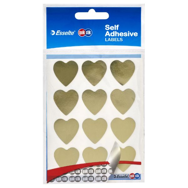 Picture of QUIKSTIK LABELS GOLD HEARTS LARGE
