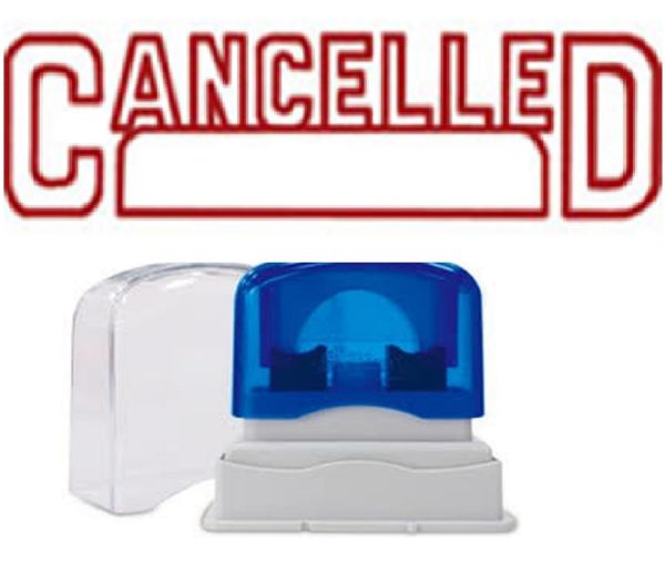 Picture of PRE-INKED STAMP - CANCELLED + DATE SPACE