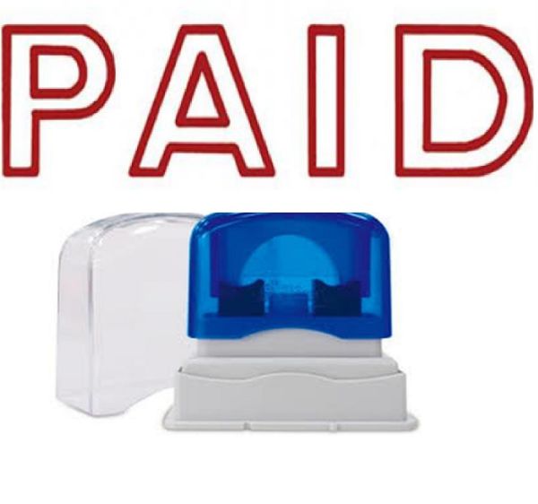 Picture of PRE-INKED STAMP - PAID OUTLINE TEXT RED