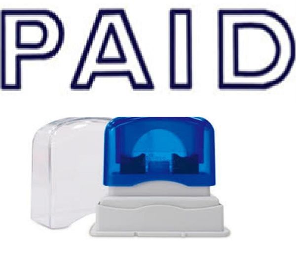 Picture of PRE-INKED STAMP - PAID OUTLINE TEXT BLUE