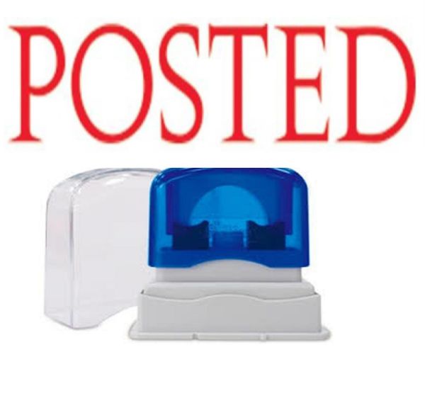 Picture of PRE-INKED STAMP - POSTED SOLID TEXT RED
