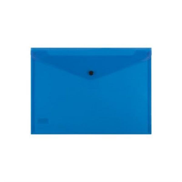 Picture of BANTEX DOCUMENT WALLET STANDARD PP A4 BUTTON CLOSURE - BLUE