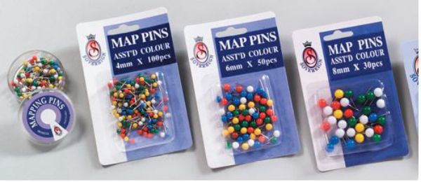 Picture of MAPPING PINS SOVEREIGN 6MM ASST COL PK50