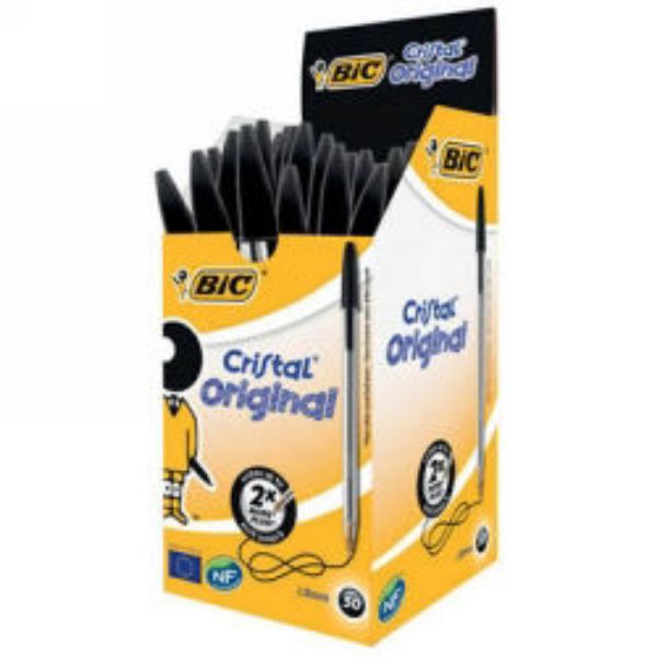 Picture of BIC CRISTAL ORIGINAL MED BLACK BOX 50