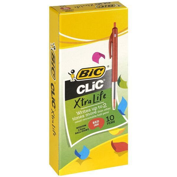 Picture of BIC CLIC M10 PEN MEDIUM RED BOX 10