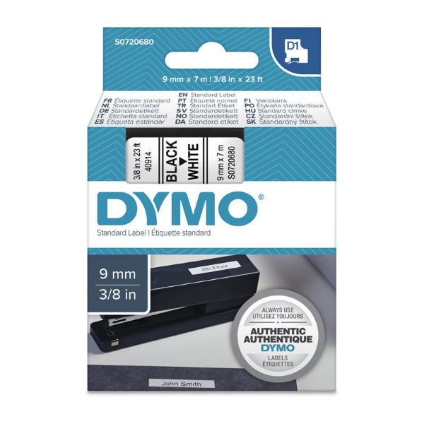 Picture of DYMO D1 Black on White 9mm x7m Tape