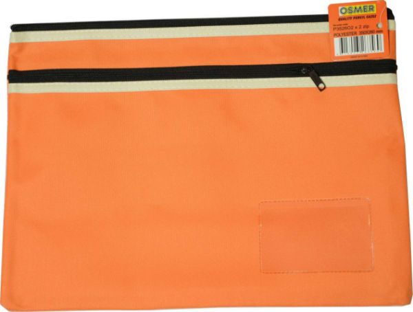 Picture of POLYESTER 2 ZIP LRG PENCIL CASE - ORANGE