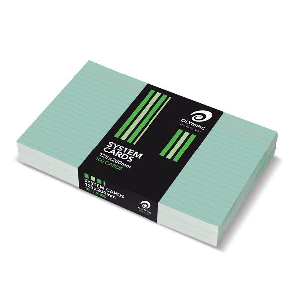 Picture of OLYMPIC RULED SYSTEM CARDS 203X127MM (8X5) GREEN