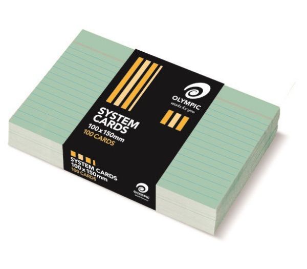 Picture of OLYMPIC RULED SYSTEM CARDS 152X102MM (6X4) GREEN