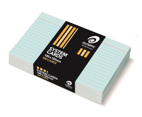 Picture of OLYMPIC RULED SYSTEM CARDS 152X102MM (6X4) BLUE