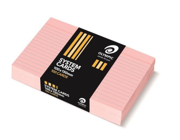 Picture of OLYMPIC RULED SYSTEM CARDS 152X102MM (6X4) PINK