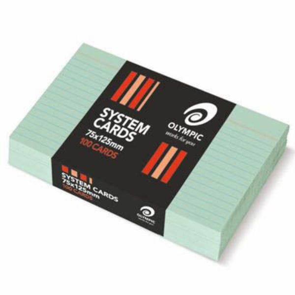 Picture of OLYMPIC RULED SYSTEM CARDS 125X75MM (5X3) GREEN