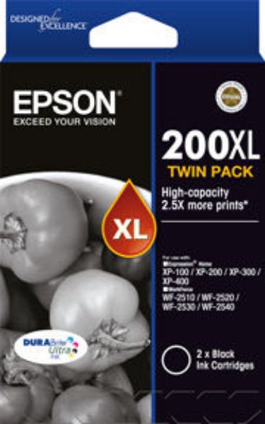 Picture of Epson 200BXLT HY  Black Ink Twin Pack