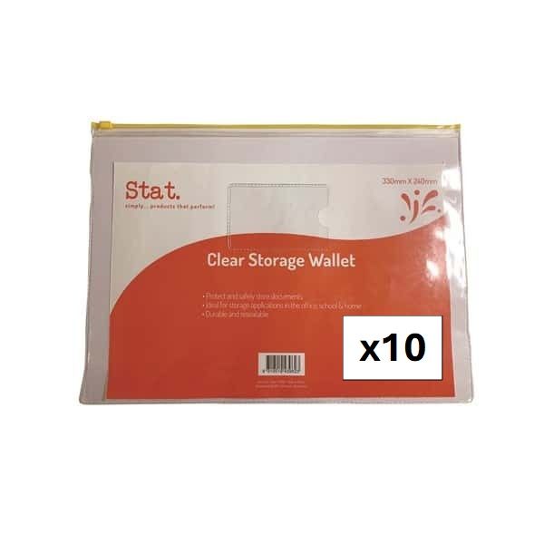 Picture of DATA FILE ENVELOPE STAT 330X240MM TRANSPARENT PACK 10