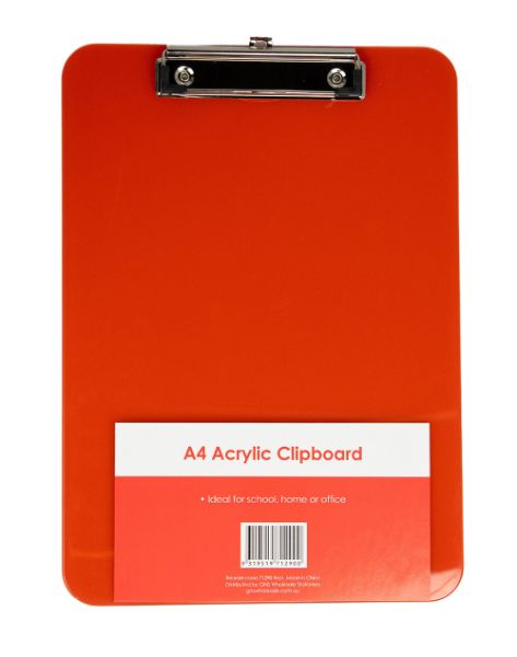 Picture of CLIPBOARD STAT A4 ACRYLIC RED