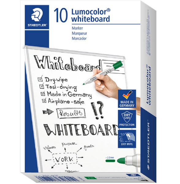 Picture of LUMOCOLOR GREEN BOX 10 WHITEBOARD MARKER BULLET