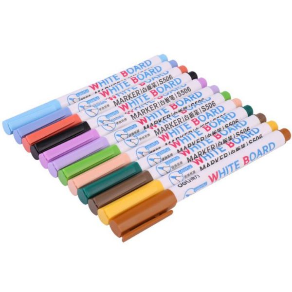 Picture of MARKER WHITEBOARD ASSORTED COLOURS WALLET 12 DELI 1.0mm