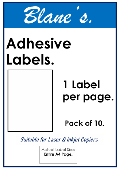 Picture of ADHESIVE LABELS 1UP PK 10