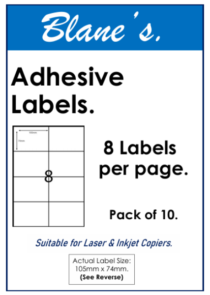 Picture of ADHESIVE LABELS 8UP PK 10