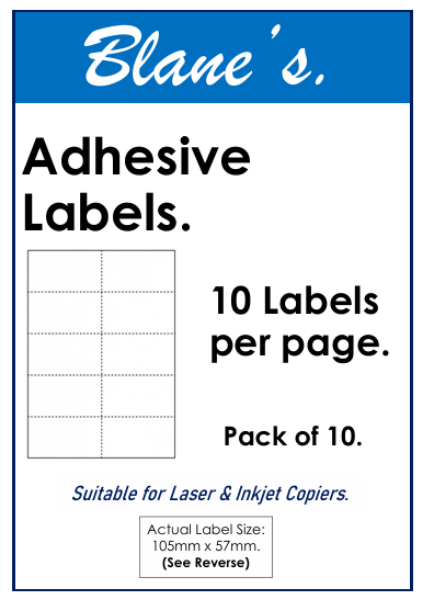 Picture of ADHESIVE LABELS 10UP PK 10
