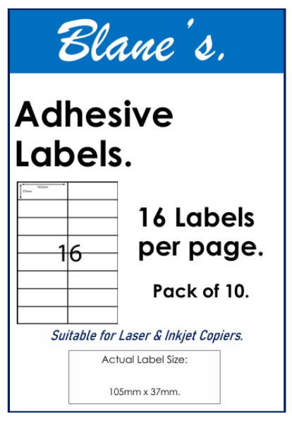 Picture of ADHESIVE LABELS 16UP PK 10