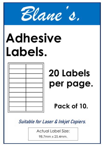 Picture of ADHESIVE LABELS 20UP PK 10