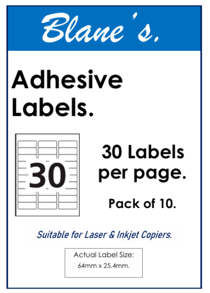 Picture of ADHESIVE LABELS 30UP PK 10
