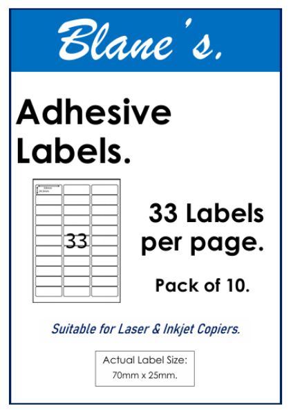 Picture of ADHESIVE LABELS 33UP PK 10