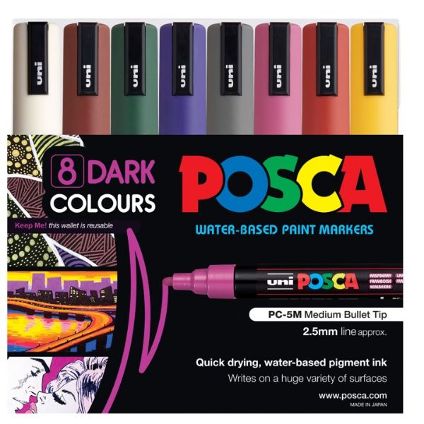 Picture of MARKER UNI PC5M DARK COLOURS PK 8