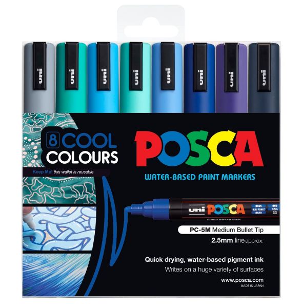 Picture of MARKER UNI PC5M COOL COLOURS PK 8