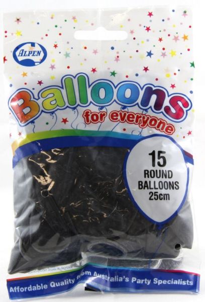 Picture of BALLOONS 25CM BLACK PK 15