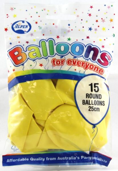 Picture of BALLOONS 25CM YELLOW PK 15