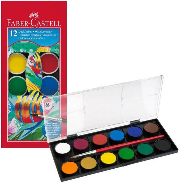 Picture of FABER-CASTELL 12 DECKFARBEN WATERCOLOUR PAINT