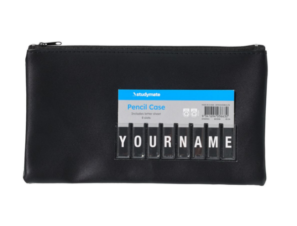 Picture of STUDYMATE ZIP NAME PENCIL CASE SMLL BLACK