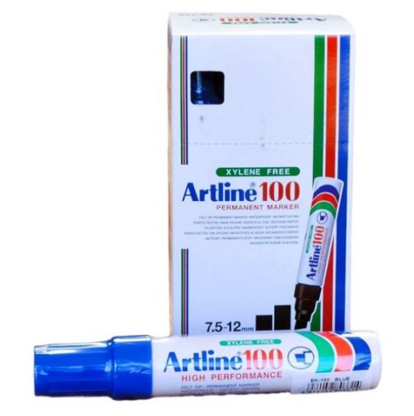 Picture of ARTLINE 100 PERM MARKER CHISEL BLU BX6