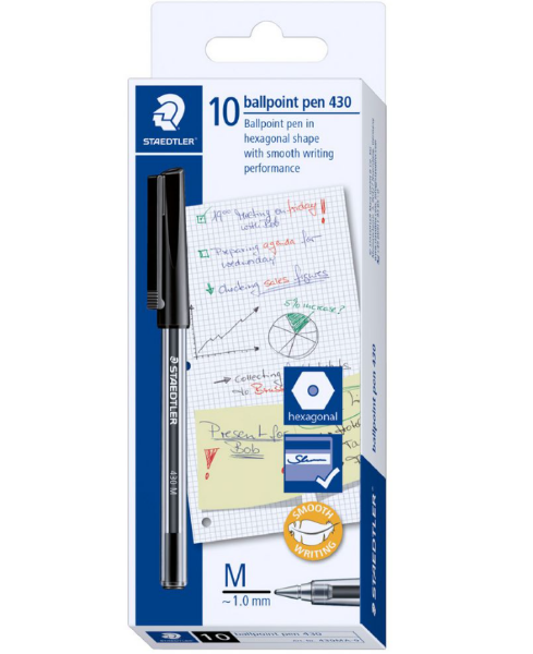 Picture of STAEDTLER STICK 430 MEDIUM BLACK BOX 12