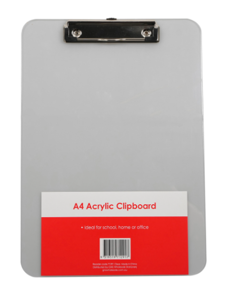 Picture of CLIPBOARD STAT A4 ACRYLIC CLEAR